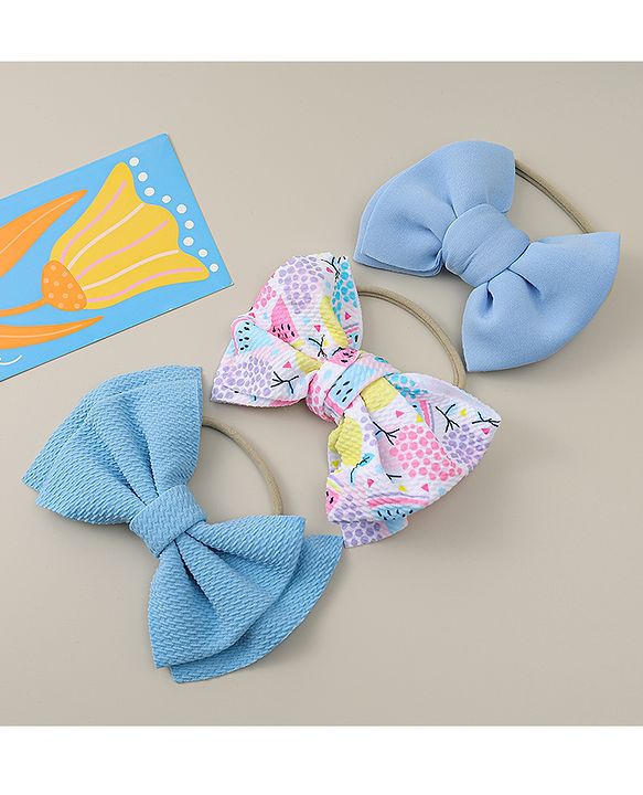 Babyhug Headband with Bow Applique Pack of 3 - Blue