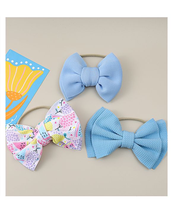 Babyhug Headband with Bow Applique Pack of 3 - Blue