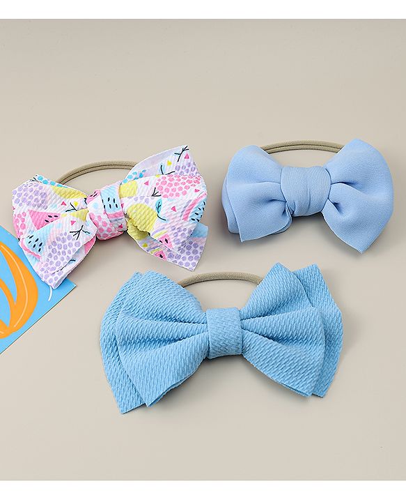 Babyhug Headband with Bow Applique Pack of 3 - Blue