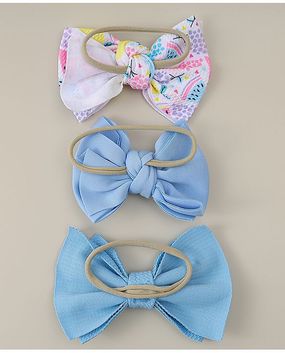 Babyhug Headband with Bow Applique Pack of 3 - Blue