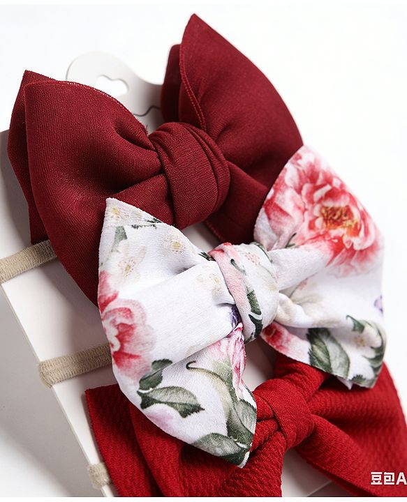 Babyhug Headbands With Bow Applique Pack of 3 - Red & White