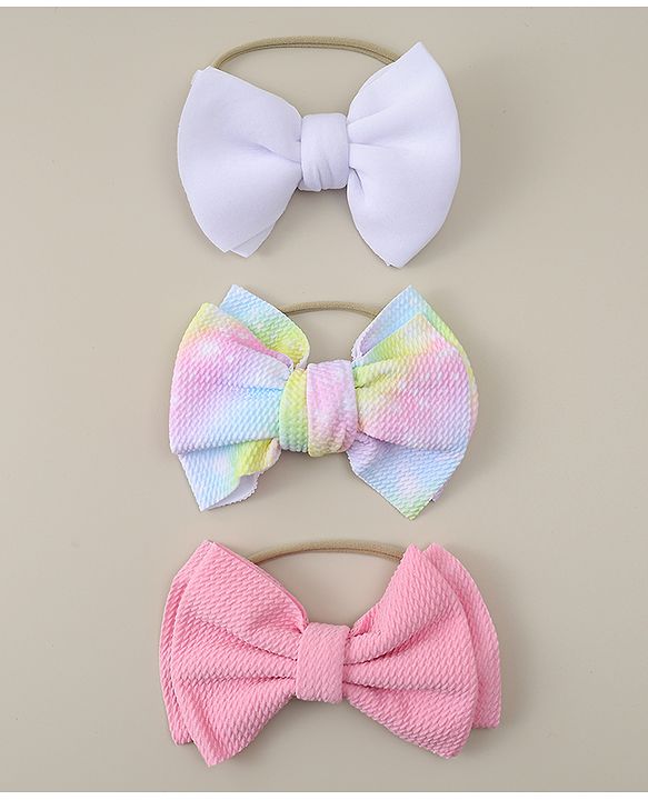 Babyhug Headbands with Bow Applique Pack of 3 - Purple & Pink