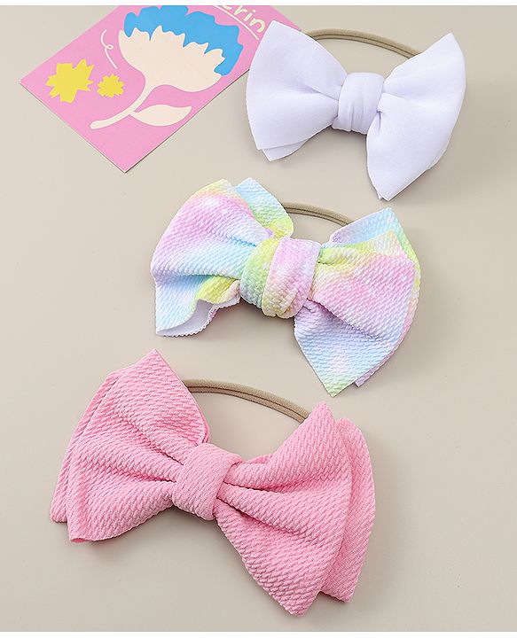 Babyhug Headbands with Bow Applique Pack of 3 - Purple & Pink