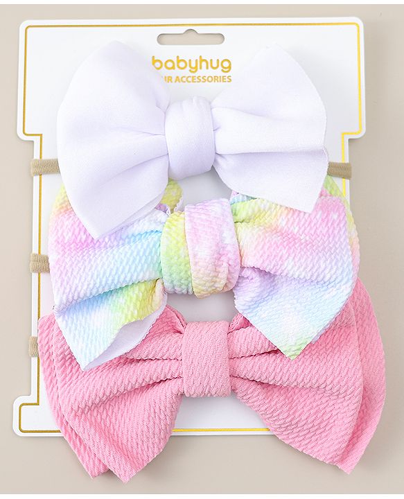 Babyhug Headbands with Bow Applique Pack of 3 - Purple & Pink