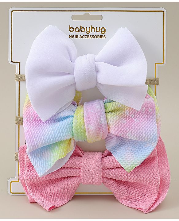 Babyhug Headbands with Bow Applique Pack of 3 - Purple & Pink