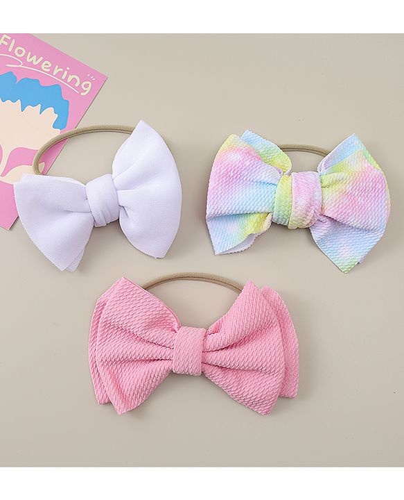 Babyhug Headbands with Bow Applique Pack of 3 - Purple & Pink