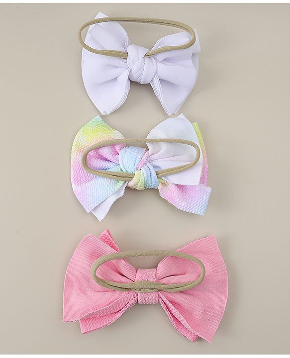Babyhug Headbands with Bow Applique Pack of 3 - Purple & Pink