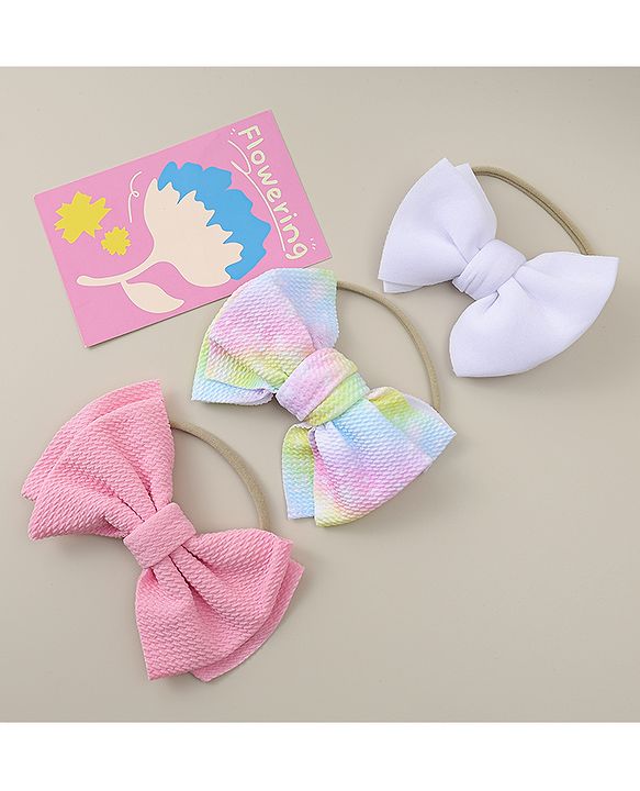 Babyhug Headbands with Bow Applique Pack of 3 - Purple & Pink