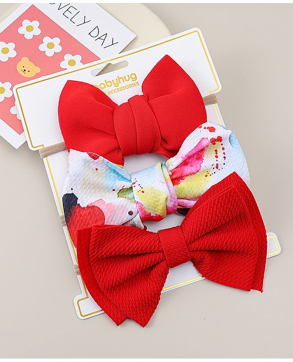 Babyhug Headbands Pack Of 3 - Red & White