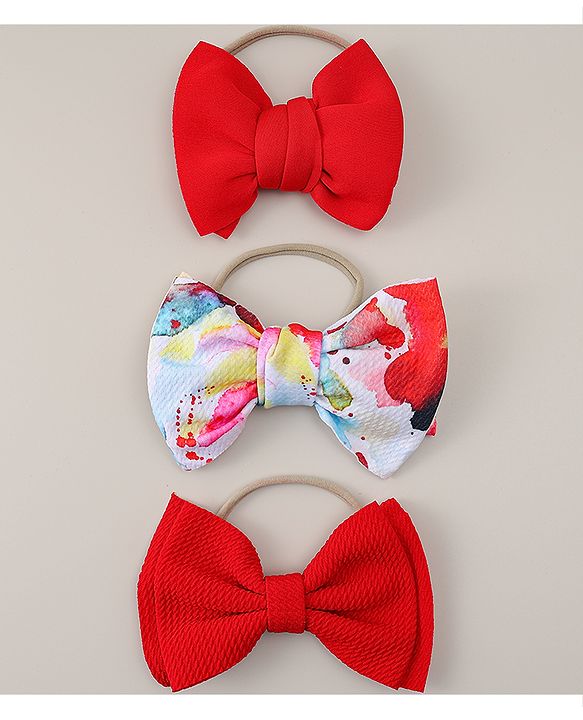 Babyhug Headbands Pack Of 3 - Red & White
