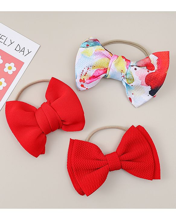 Babyhug Headbands Pack Of 3 - Red & White