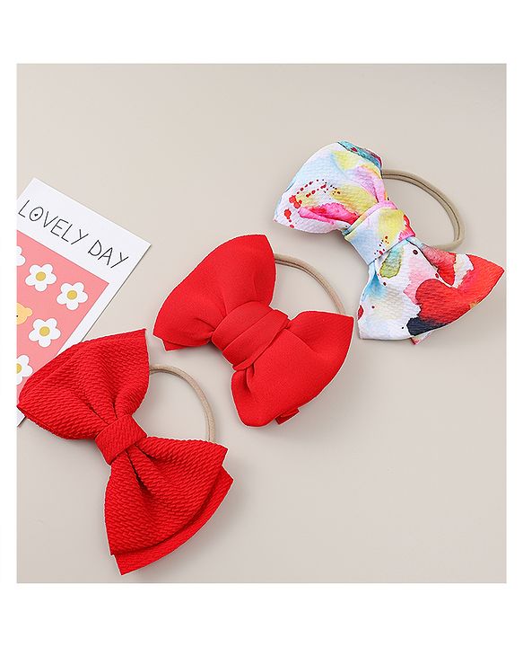 Babyhug Headbands Pack Of 3 - Red & White