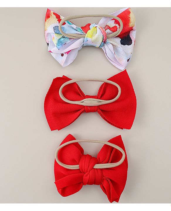 Babyhug Headbands Pack Of 3 - Red & White