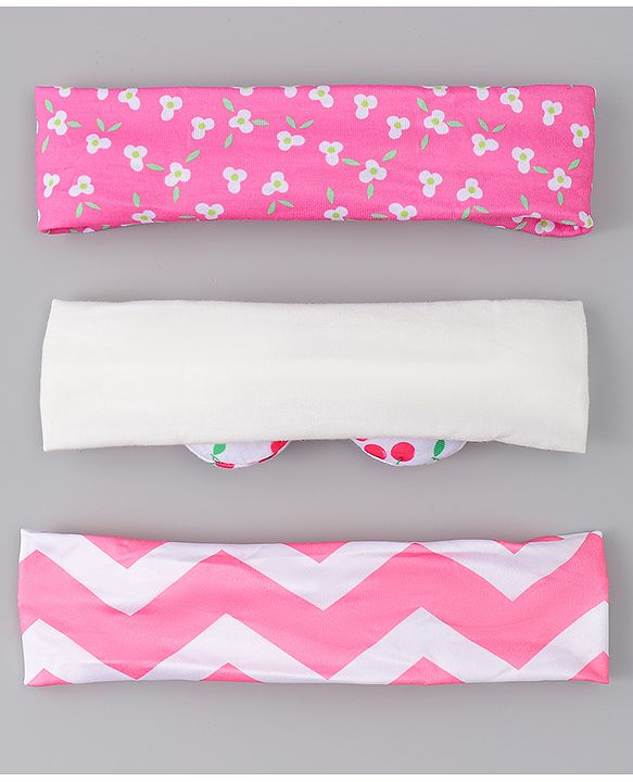 Babyhug Headbands with Floral Applique Pack of 3 - Dark Pink