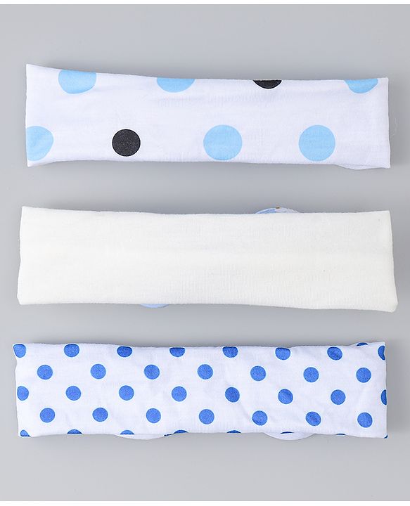 Babyhug Headbands with Bow & Floral Applique Pack of 3 - White & Blue
