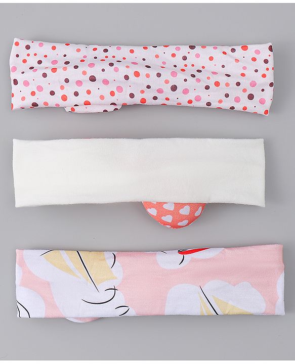 Babyhug Headbands with Heart Applique Pack of 3 - Multicolor