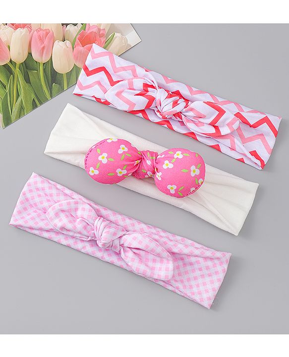 Babyhug Headbands with Floral Applique Pack of 3 - Pink