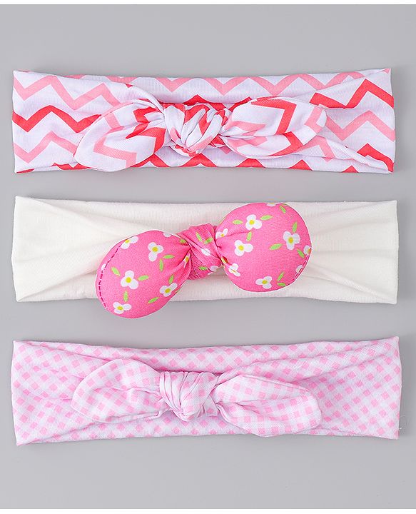 Babyhug Headbands with Floral Applique Pack of 3 - Pink