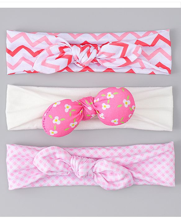 Babyhug Headbands with Floral Applique Pack of 3 - Pink