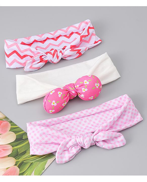 Babyhug Headbands with Floral Applique Pack of 3 - Pink
