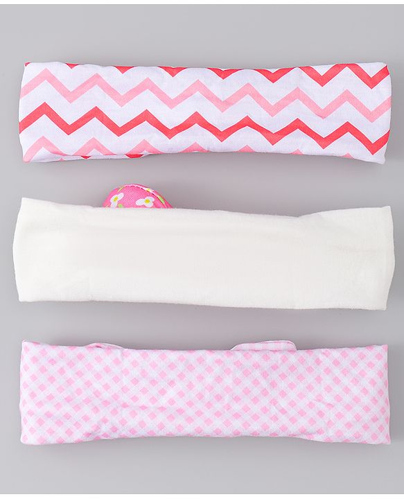 Babyhug Headbands with Floral Applique Pack of 3 - Pink