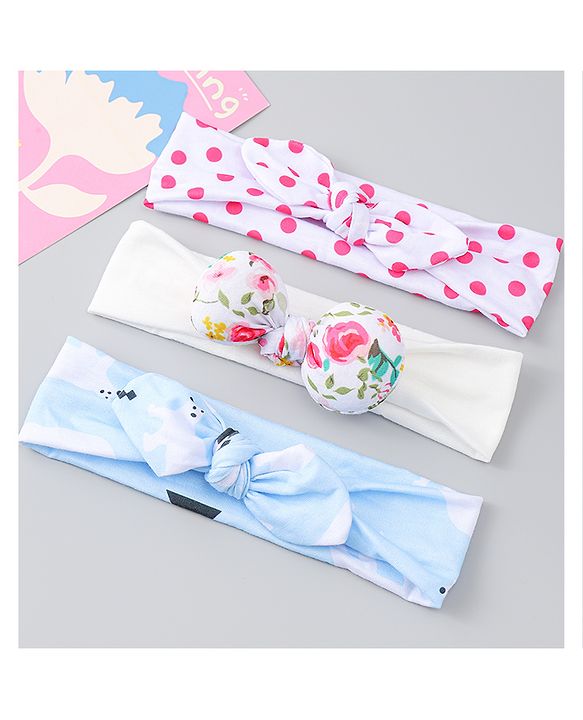 Babyhug Headbands With Bow Applique Pack of 3 - Multicolor