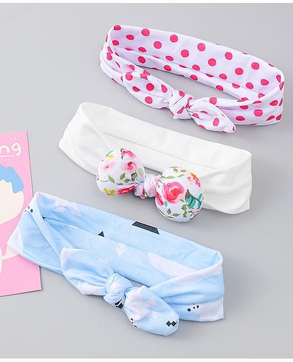 Babyhug Headbands With Bow Applique Pack of 3 - Multicolor