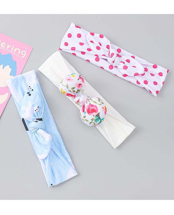 Babyhug Headbands With Bow Applique Pack of 3 - Multicolor