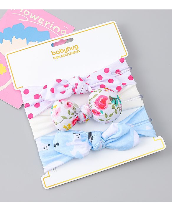 Babyhug Headbands With Bow Applique Pack of 3 - Multicolor