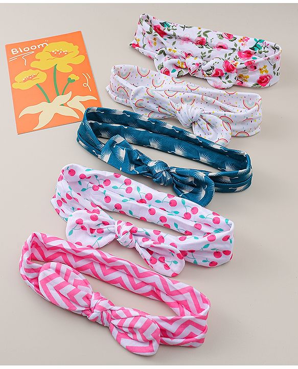 Babyhug Headbands with Bow & Floral Applique Pack of 5 - Multicolor