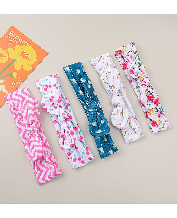 Babyhug Headbands with Bow & Floral Applique Pack of 5 - Multicolor