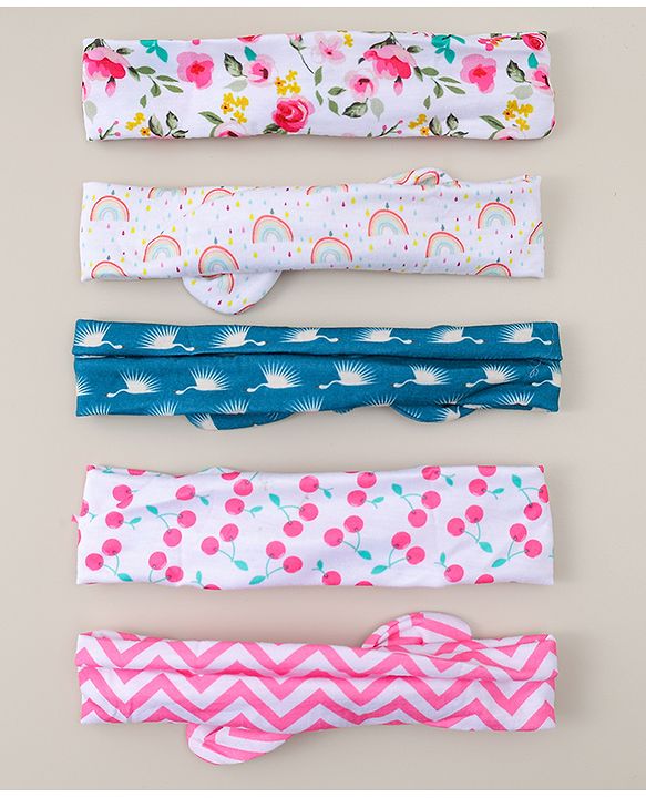 Babyhug Headbands with Bow & Floral Applique Pack of 5 - Multicolor