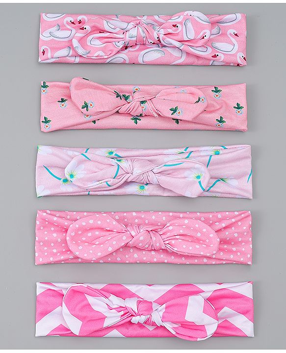 Babyhug Headbands with Bow Applique Pack of  5 -  Pink
