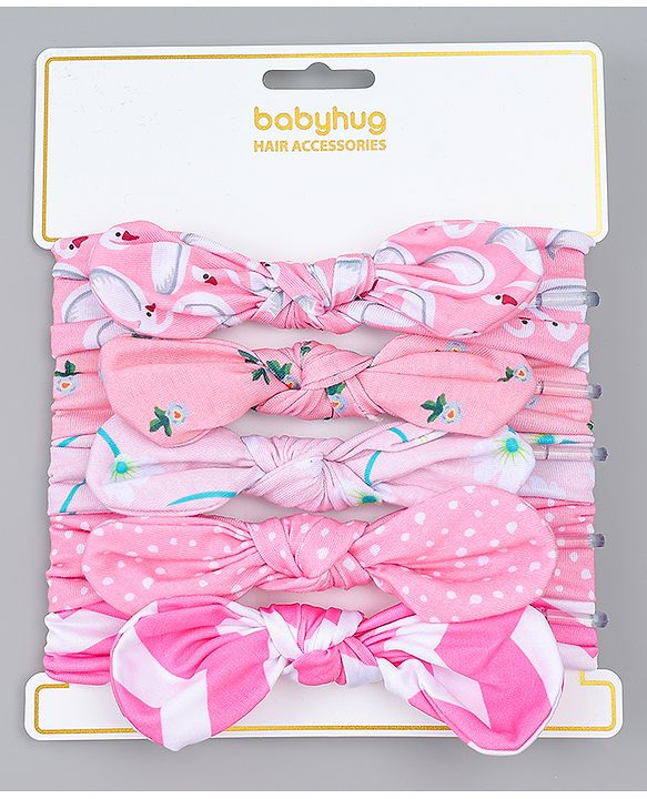 Babyhug Headbands with Bow Applique Pack of  5 -  Pink