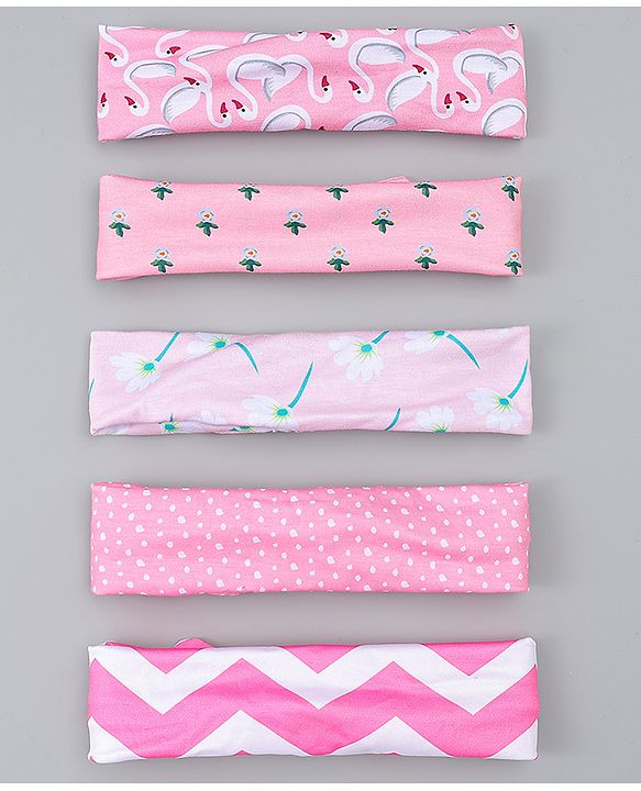 Babyhug Headbands with Bow Applique Pack of  5 -  Pink