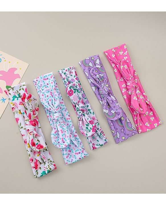 Babyhug Headbands With Bow Applique Pack of 5 - Multicolor
