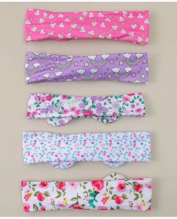 Babyhug Headbands With Bow Applique Pack of 5 - Multicolor