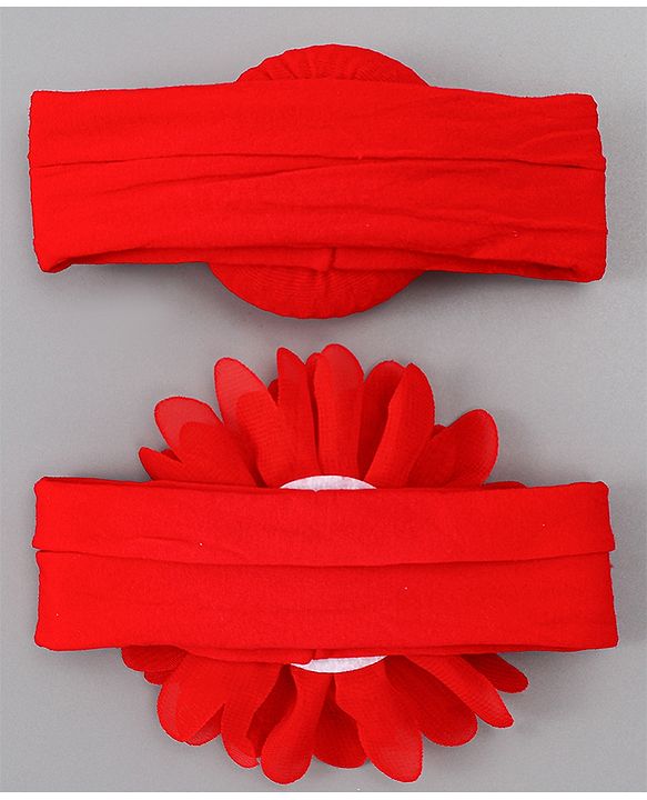 Babyhug Free Size Headbands With Floral & Bow Applique Pack of 2 - Red