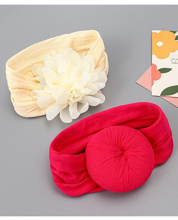 Babyhug Free Size Headbands With Floral & Bow Applique Pack of 2 - Red