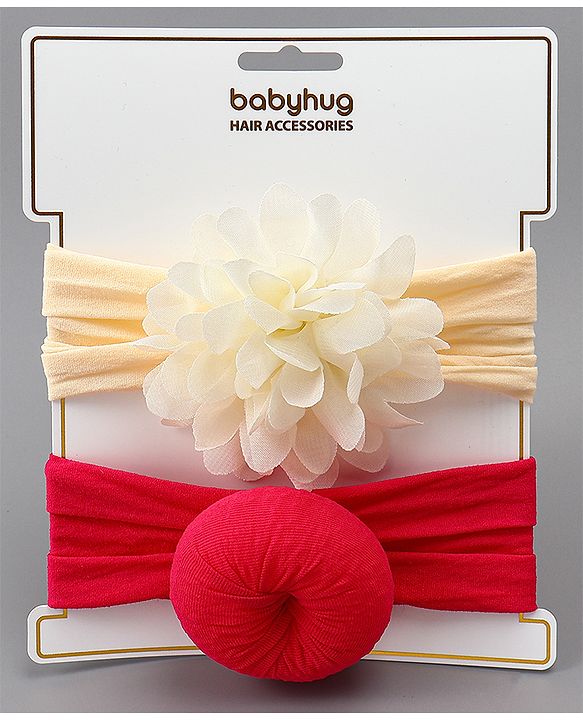 Babyhug Free Size Headbands With Floral & Bow Applique Pack of 2 - Red