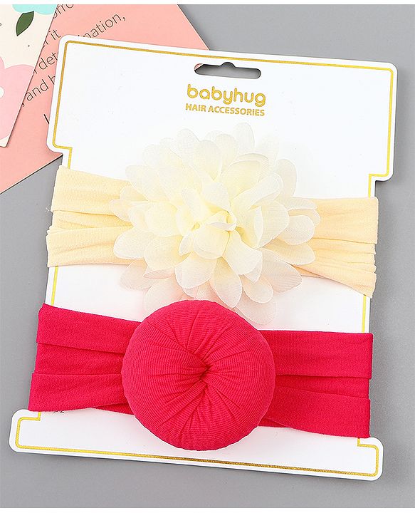 Babyhug Free Size Headbands With Floral & Bow Applique Pack of 2 - Red