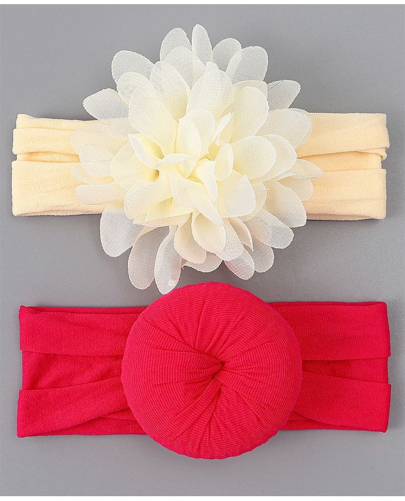 Babyhug Free Size Headbands With Floral & Bow Applique Pack of 2 - Red