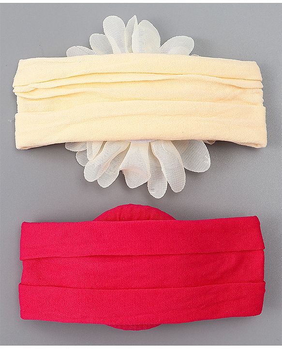 Babyhug Free Size Headbands With Floral & Bow Applique Pack of 2 - Red
