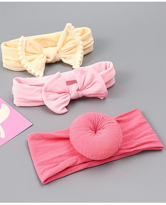 Babyhug Free Size Headbands With Bow Applique Pack of 3 - Multicolor
