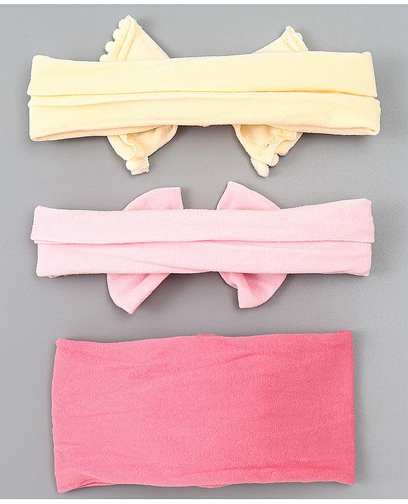 Babyhug Free Size Headbands With Bow Applique Pack of 3 - Multicolor