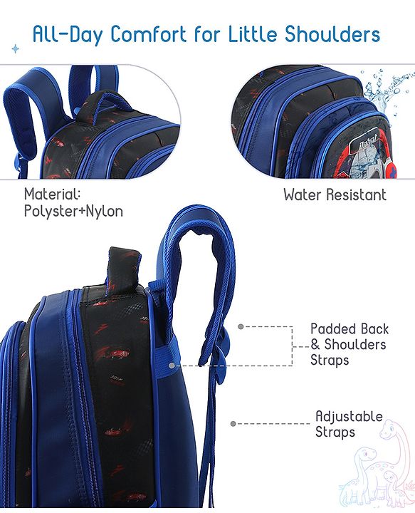 Space Kids School Backpack with Detachable Pencil Pouch 17L - Black| Water-Resistant Polyester| Bag for Boys & Girls| Lightweight & Durable| 3 Compartment & Front Zipper| Bottle Pouch