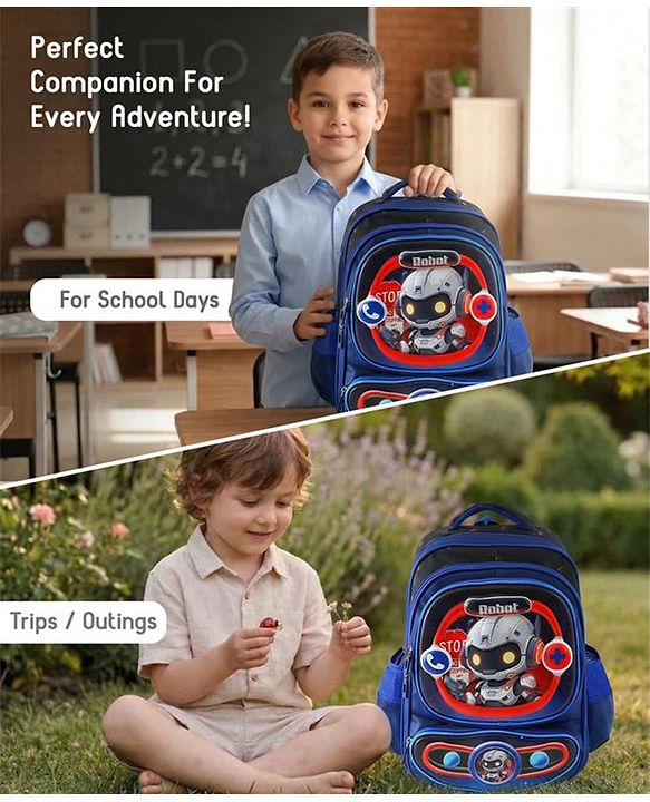 Space Kids School Backpack with Detachable Pencil Pouch 17L - Black| Water-Resistant Polyester| Bag for Boys & Girls| Lightweight & Durable| 3 Compartment & Front Zipper| Bottle Pouch