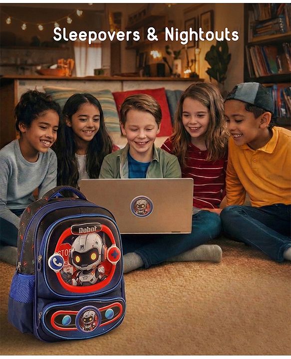 Space Kids School Backpack with Detachable Pencil Pouch 17L - Black| Water-Resistant Polyester| Bag for Boys & Girls| Lightweight & Durable| 3 Compartment & Front Zipper| Bottle Pouch