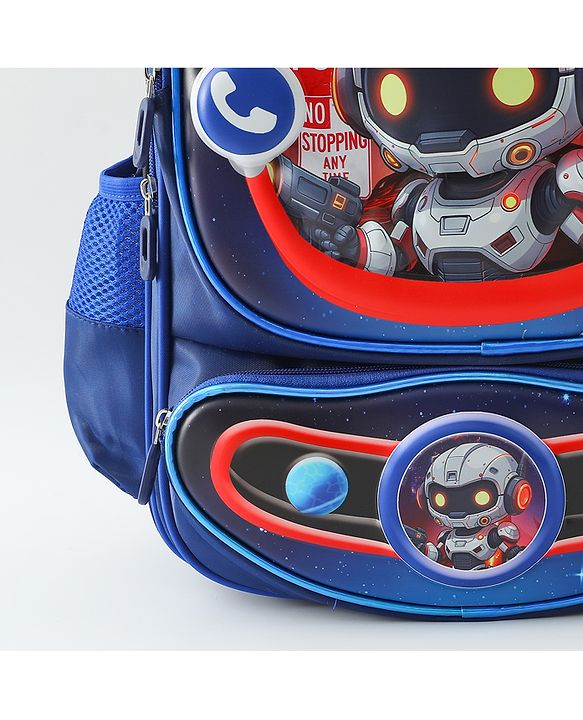 Space Kids School Backpack with Detachable Pencil Pouch 17L - Black| Water-Resistant Polyester| Bag for Boys & Girls| Lightweight & Durable| 3 Compartment & Front Zipper| Bottle Pouch