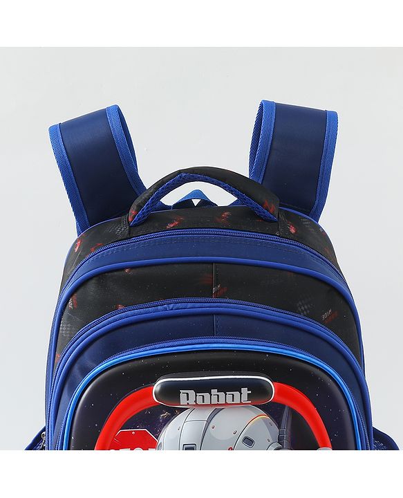 Space Kids School Backpack with Detachable Pencil Pouch 17L - Black| Water-Resistant Polyester| Bag for Boys & Girls| Lightweight & Durable| 3 Compartment & Front Zipper| Bottle Pouch